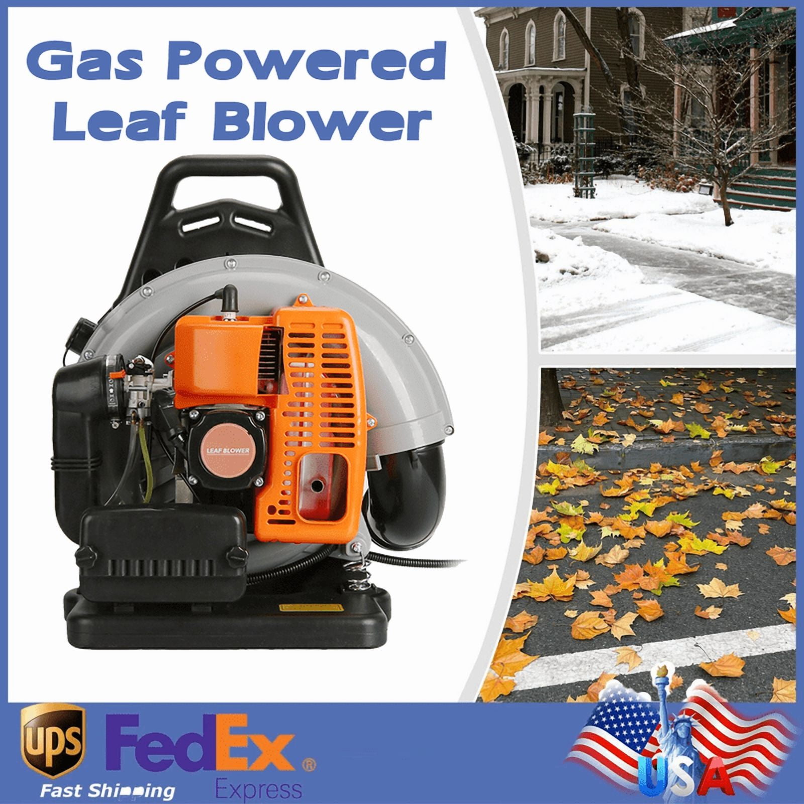 63CC 665CFM Leaf Blower - 2 Cycle Backpack Gas Powered Leaf Blower, Grass Lawn Blower Air Cooling Gasoline Backpack Grass Blower, Backpack Snow Blower for Garden