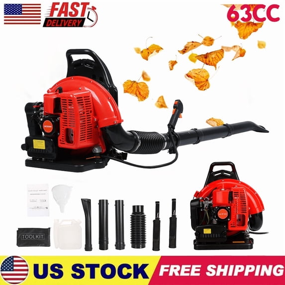 63CC 665CFM Leaf Blower - 2-Cycle Backpack Gas Powered Leaf Blower, Grass Lawn Blower Air Cooling Gasoline Backpack Grass Blower, Backpack Snow Blower for Garden