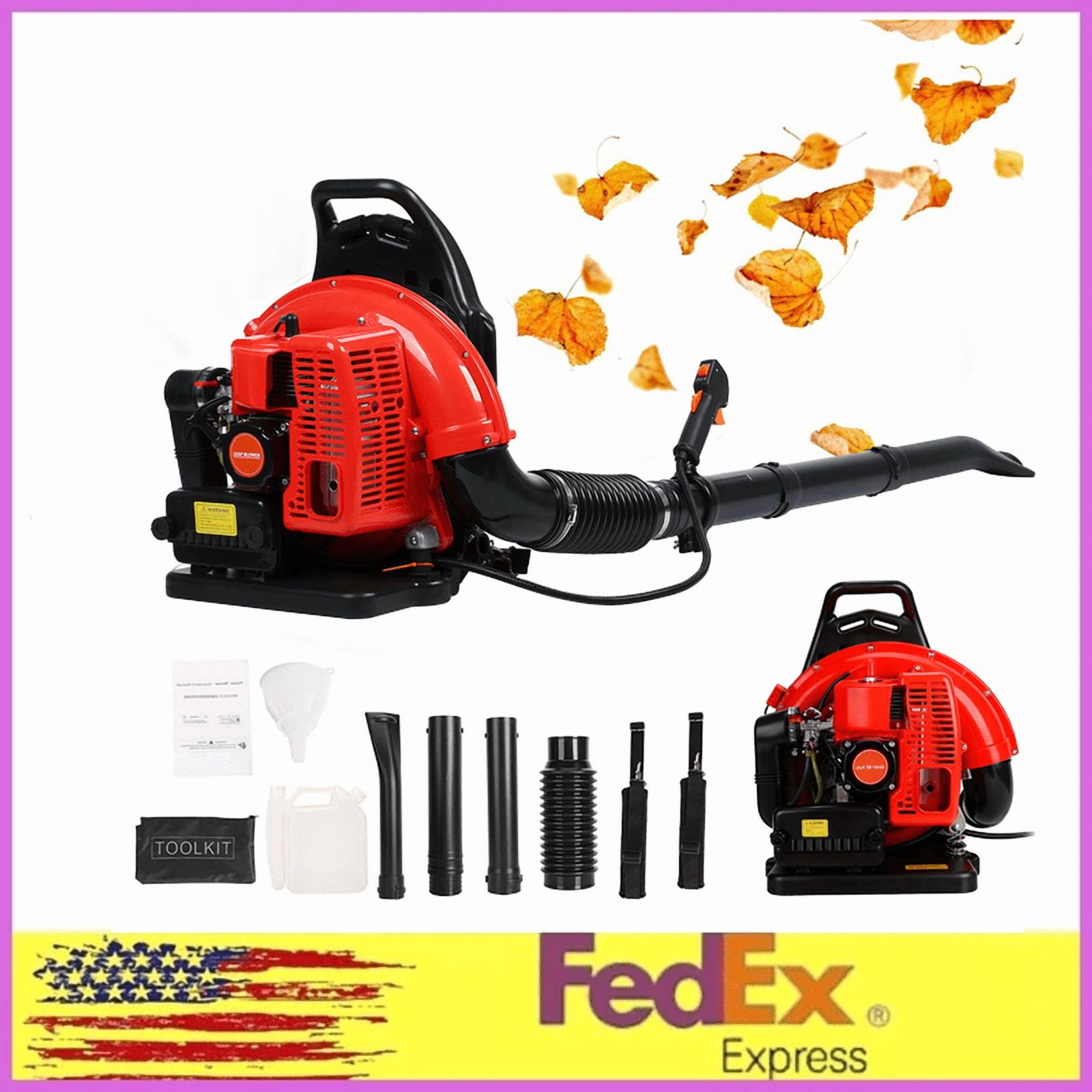 63CC 665CFM Leaf Blower - 2-Stroke Backpack Gas Powered Leaf Blower, Grass Lawn Blower Air Cooling Gasoline Backpack Grass Blower, Backpack Snow Blower for Garden