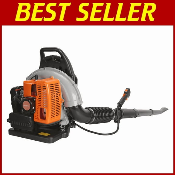 63CC Gas Backpack Leaf Blower, 2 Cycle ,665 CFM, 205 MPH , Variable Speed & Cruise Control, Ergonomic Harness, Reduced Emissions, for Fast Yard Cleanup