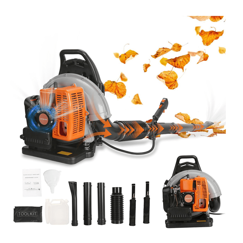 63CC Gas Backpack Leaf Blower – 3HP 2-Stroke Gas Leaf Blower, 665CFM High-Velocity, 205MPH High Airflow, Powerful Clearing Performance and Ergonomic Harness System