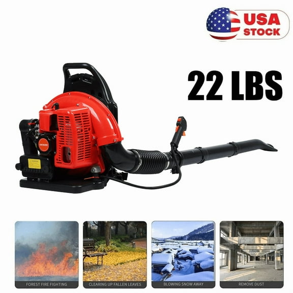 63CC Gas Backpack Leaf Blower, 665CFM 3HP 2-Cycle Engine, Heavy-Duty Leaf & Snow Blower for Lawn, Garden & Commercial Use