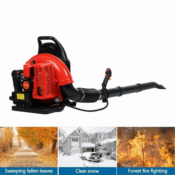 63CC Gas Backpack Leaf Blower, 665CFM 3HP 2 Stroke Engine, Heavy-Duty Leaf & Snow Blower for Lawn, Garden & Commercial Use