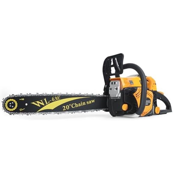 63CC Gas Chainsaw, 2-Cycle Engine Petrol Handheld Gasoline Chain Saw, 20 Inch Chainsaw with Ergonomic Handle, Small Vibration Cordless Logging Saw Woodworking Tool$$Garden & Patio