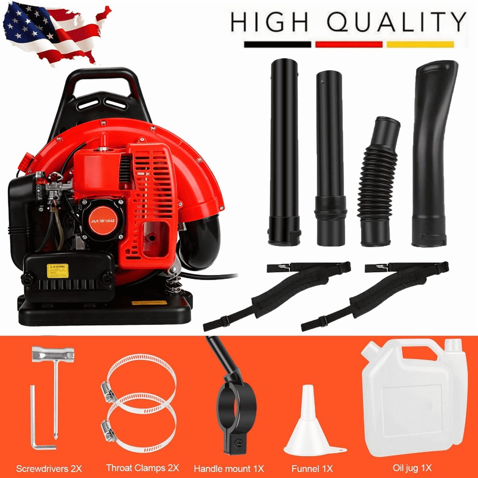 63CC Gas Leaf Blower, 2 Stroke Backpack Leaf Blower, Up to 665CFM and 205MPH , Variable Speed & Cruise Control, Powerful Blowing Force