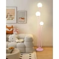 thumbnail image 1 of 63IN 3-Light Floor Lamp, Unique Tall Standing Lamps with 3 Pink Poles and 3000K G9 Bulbs for Reading, Mid Century Modern Floor Lamp for Living Room Bedroom Office, 1 of 15
