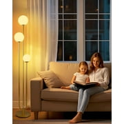 63IN Gold Floor Lamp 3-Lights Globe LED Floor Lamps with 3000K Soft Warm White for Wedding/Party, Modern Tall Lamp for Living Room/Bedroom (Bulbs Included)