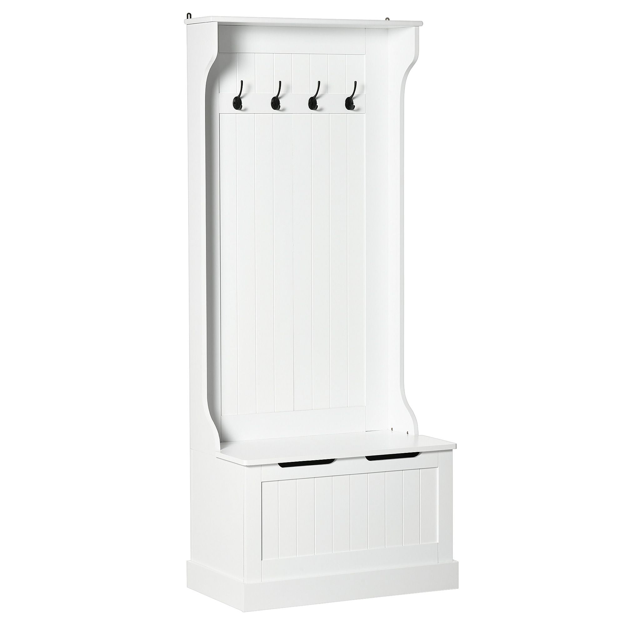 28.25IN Hall Tree with Storage Bench and Coat Hooks Entryway Mudroom Organizer with Anti-Tipping Device