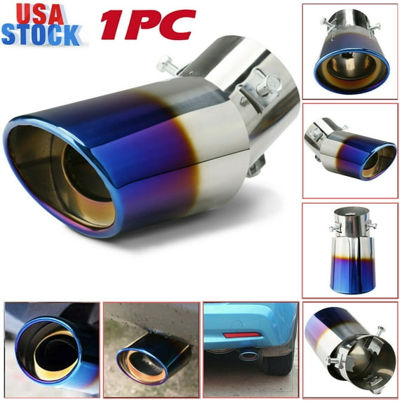 63MM Universal Car Exhaust Muffler Straight Bend Chrome Nozzle Muffler Tip Pipe Round TailPipe Stainless Steel Car Tuning