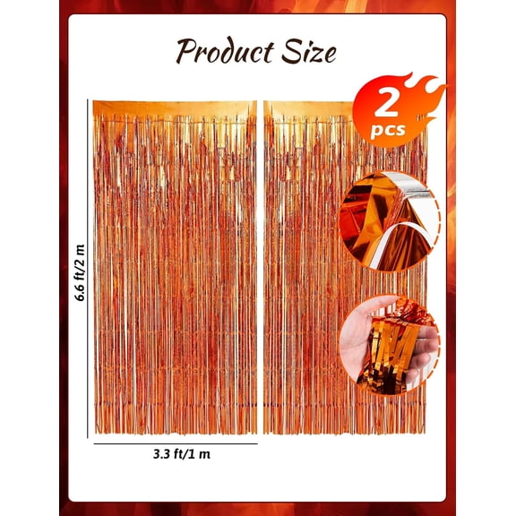 63PCS Fire Party Decorations Kit - All-in-One Firefighter Birthday Party Decorations - with 2 Foil Fringe Curtains, 2 Flame Banners, 10 Flame Swirls, 1 Tablecloth for Kids Boys Pentecostal