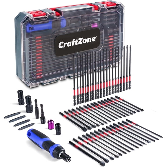 63Pcs Long Torx Bit Set 6-Inch, Impact Extended Screwdriver Bits Set with 1/4" Hex Shank, Magnetic S2 Steel, Torx/Phillips/Hex/Nut Driver Bits with Organized Storage Case for Drill & Impact Driver