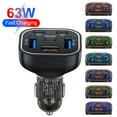 63W Car Charger USB 6 Ports Fast Charging Car Phone Charger Adapter