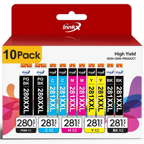 280XXL 281XXL Ink Cartridge Compatible for Canon 280 and 281 Ink PGI-280XXL CLI-281XXL for Canon TR8620 TS9520 TR8520 TS6220 TS6320 Printer (2×PGBK, 2×Black, 2×Cyan, 2×Magenta, 2×Yellow, 10 Pack)