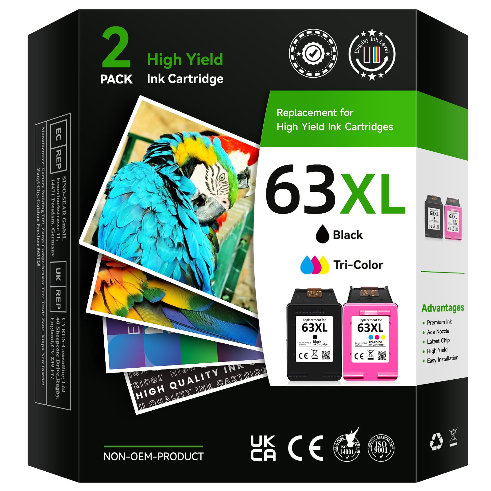 63XL 63xl Ink Cartridge for HP Printer 63 XL Black and TriColor Ink