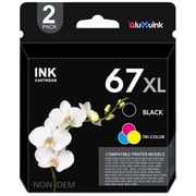 67XL 67 Ink Cartridge Compatible for 67 XL Ink Cartridges Deskjet 2778 6078 Envy 6020e 6022e 6030e 2 Pack