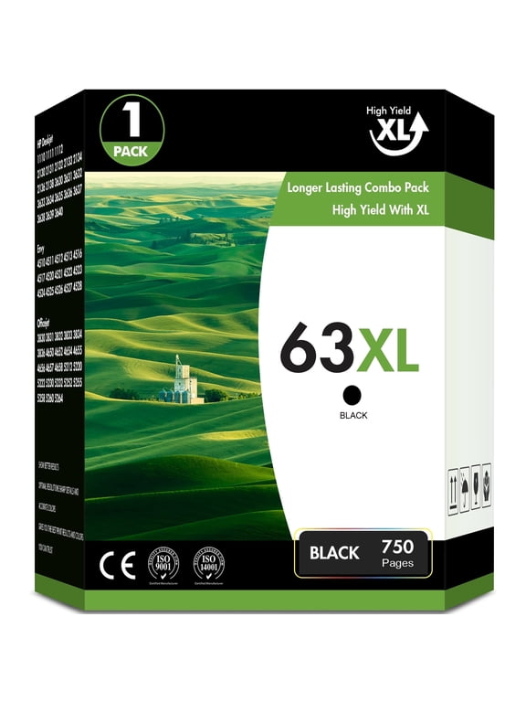63XL Black Ink Cartridge Compatible with 63 Ink Cartridge 63XL for DeskJet 1110 2130 3630 Envy 4510 4520 compatible for Officejet 3830 4650 5220 5230 5252 5255 5258 5264 Printer (1 Black)