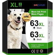 63XL Black Ink Cartridge Compatible with 63 printer OfficeJet 3830 5255, Envy 4520 4512 4513 4516 Black,2-Pack