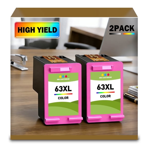 63XL Color Ink Cartridges Twin pack Compatible for Printer HP63 Ink Cartridges for Officejet 3830e 4650e 5200e 5258e 5255e 5257e 5259e 5252e Envy 4520e 4512e Deskjet 1112e 3630e