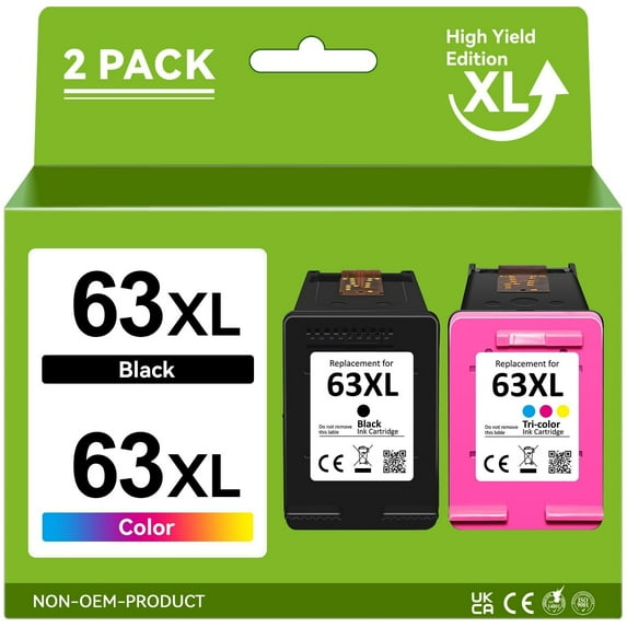 63XL Ink Cartridge Combo Pack Compatible for 63XL Ink Cartridge Replacement for HP Envy 4520 4512 4516; Officejet 5252 3830 3831 4655 5255; Deskjet 1112 3630 3632 3634 Printers (Black and Tri-Color)