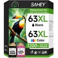 thumbnail image 1 of 63XL Ink Cartridge Compatible for HP 63 Ink Cartridges for 63XL for Officejet 3830 4650 5255 5258 4655 5252 Envy 4520 4512 Printer( Black and Tri-Color), 1 of 10