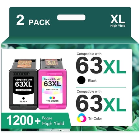 63XL Ink Cartridge Compatible for HP 63 Ink Cartridges for 63XL for Officejet 3830 4650 5255 5258 4655 5252 Envy 4520 4512 Printer(Black and Tri-Color)