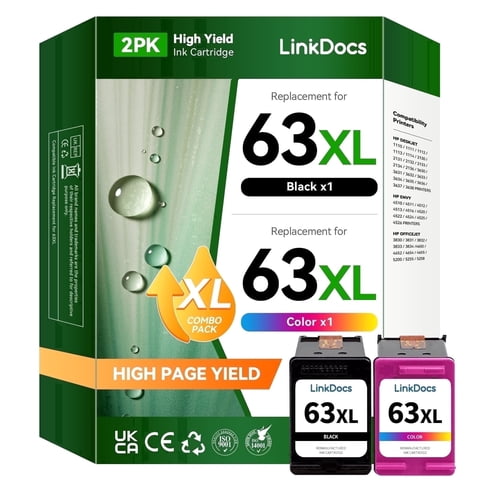 63XL Ink Cartridge Compatible for HP 63 Ink Cartridges for Printer HP Ink 63 XL for Compatible HP OfficeJet 3830 Ink 5255 5258 Envy 4520 4512 4516 DeskJet 1112 3630 3632 2132 Printer Ink( Black,Tri-C