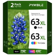 63XL Ink Cartridge Compatible for HP 63 Ink Cartridge for HP Ink 63 for OfficeJet 3830 4650 5255 5200 Envy 4520 4512 Printer (2 Pack)