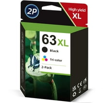 63XL Ink Cartridge Replacement for HP 63xl Ink for HP OfficeJet 4650 5255 5258 DeskJet 1110 3630 Envy 4512 4520 (2 Pack, Black, Tri-color)