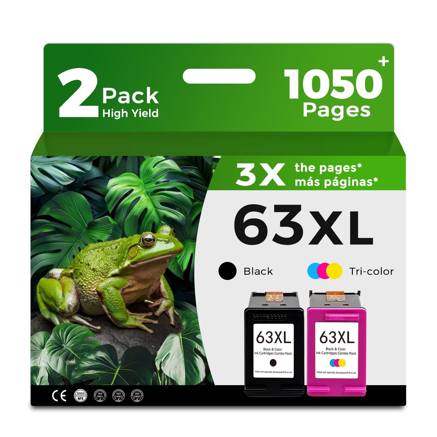 63XL Ink Cartridges Black and Color Combo Pack Replacement for 63 XL ...