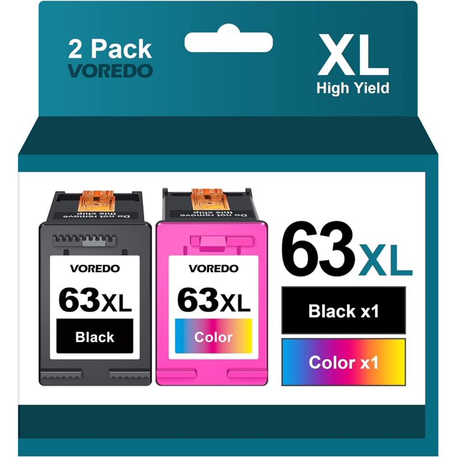 63XL Ink Cartridges Black and Color Replacement for HP Ink 63 63XL HP63