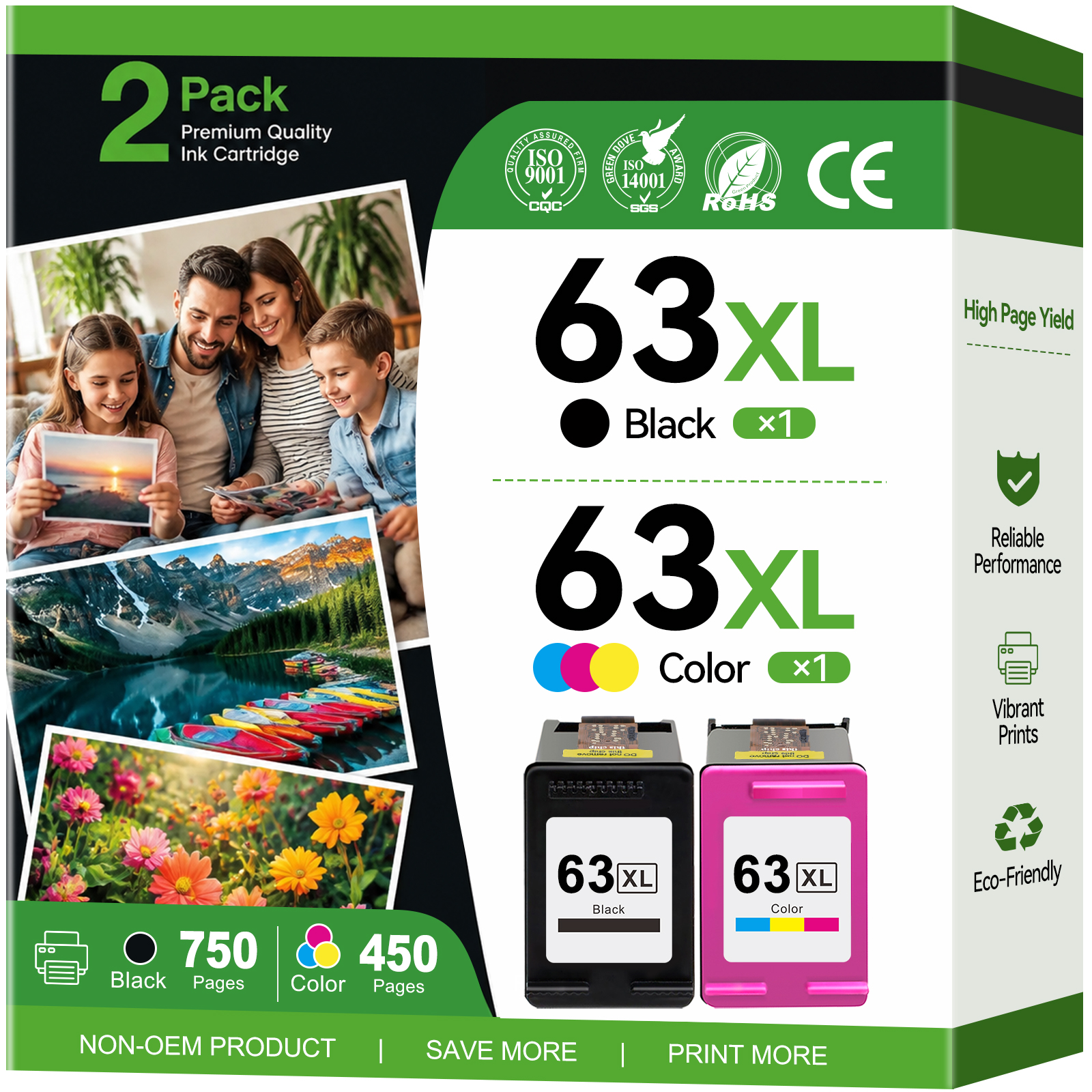 63XL Ink Cartridge HP 63 Cartridges Printer XL 3830 3631 3632 4650 5255 5258 4655 5252 Envy 4520 4512 2 Pack Black Tri Color: How It Stacks Up