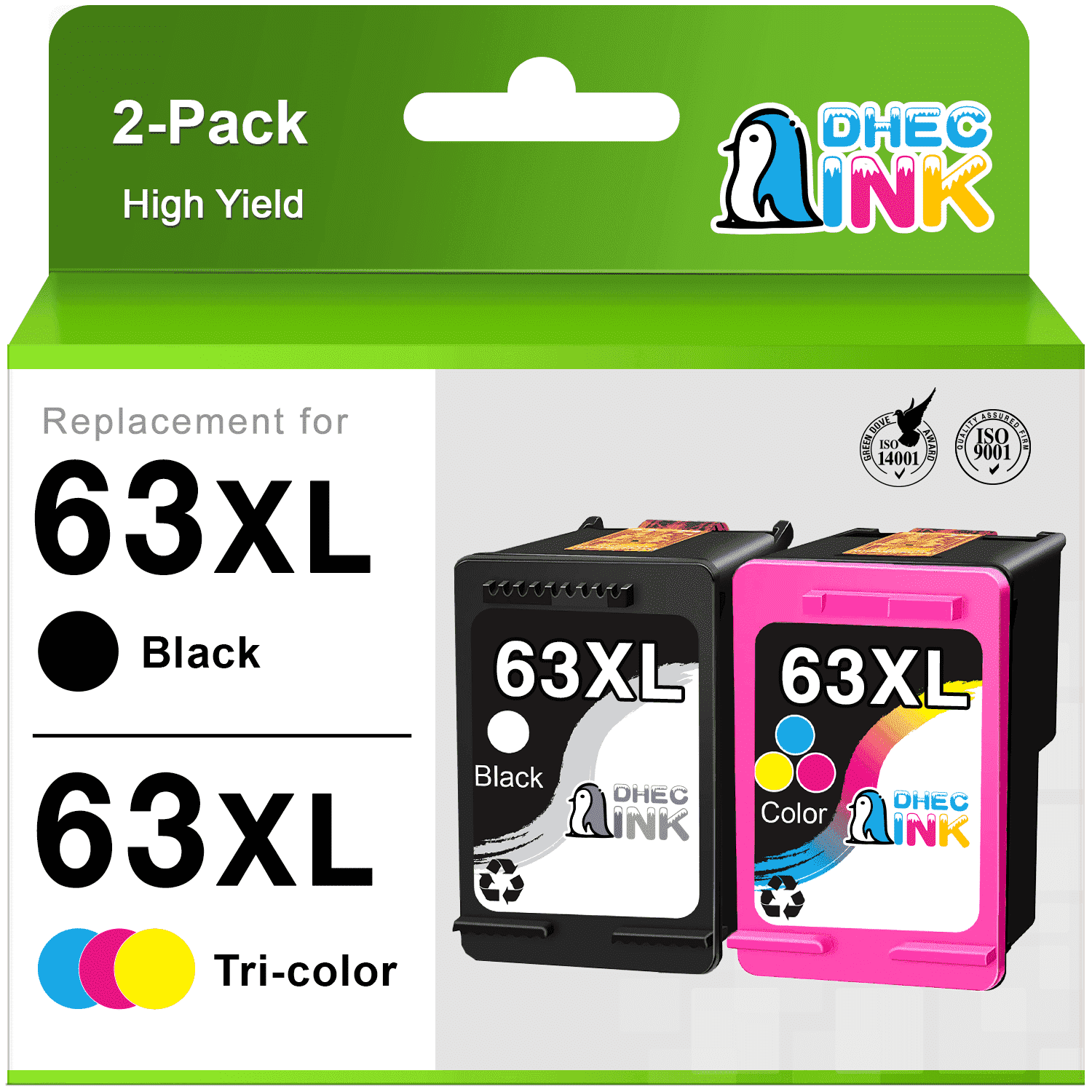 HP 63XL Ink Cartridge 2 Pack - Black and Tri-Color for Officejet 3830 ...