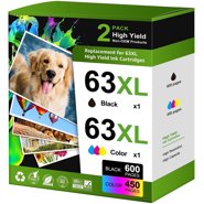 63XL Ink Cartridges Compatible for HP 63 ink cartridges for Officejet 3830 4650 5200 5255 Envy 4520 4512 Deskjet 1112 3630 Printer ( 2-Pack)