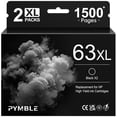 thumbnail image 1 of 63XL Black Ink Cartridge Compatible for HP 63 Black Ink Cartridge for HP Ink 63 for OfficeJet 3830 4650 5255 5200 Envy 4520 4512 Printer (2 Pack), 1 of 8
