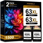 63XL Black Ink Cartridge Compatible for HP 63 Black Ink Cartridge for HP Ink 63 for OfficeJet 3830 4650 5255 5200 Envy 4520 4512 Printer (2 Pack)