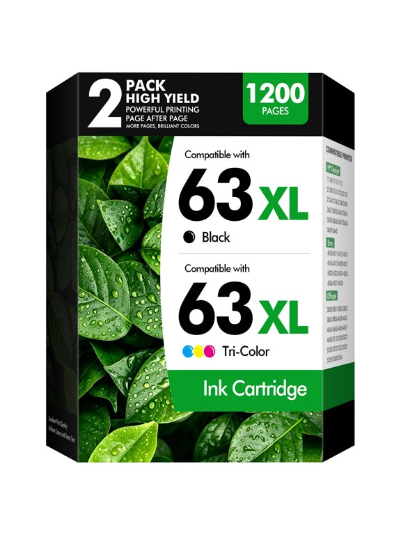 63xl Ink Cartridges Combo Pack Compatible for HP 63 Ink Cartridges Ink 63XL Black/Tri-Color for HP OfficeJet 3830 4650 5255 Envy 4520 DeskJet 3630 Printer