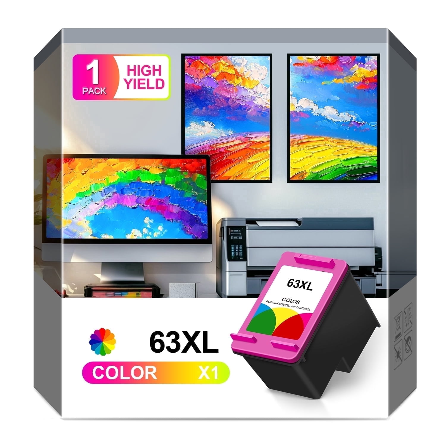 63XL Ink Cartridges Compatible for Printer 63 Ink Color Cartridges for ...