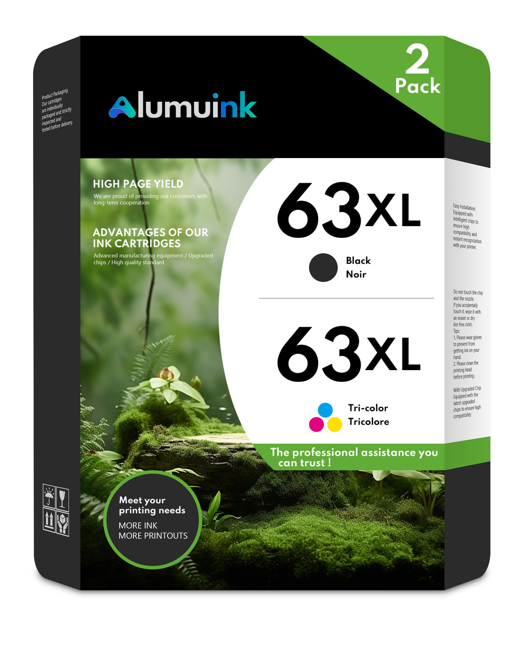 63XL Ink Combo Pack, Replacement for HP 63XL DeskJet 1112 2130 3630 Series; ENVY 4510 4520