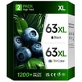 thumbnail image 1 of 63XL Ink Cartridges Compatible for HP 63 ink cartridges for Officejet 3830 4650 5200 5255 Envy 4520 4512 Deskjet 1112 3630 Printer ( 2-Pack), 1 of 8