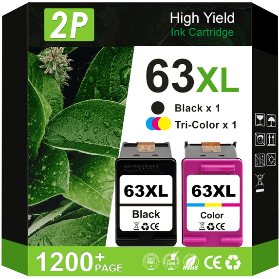 63XL Ink Compatible for HP 63 Ink Cartridges for Ink 63 63XL ( Black and Tri-color )