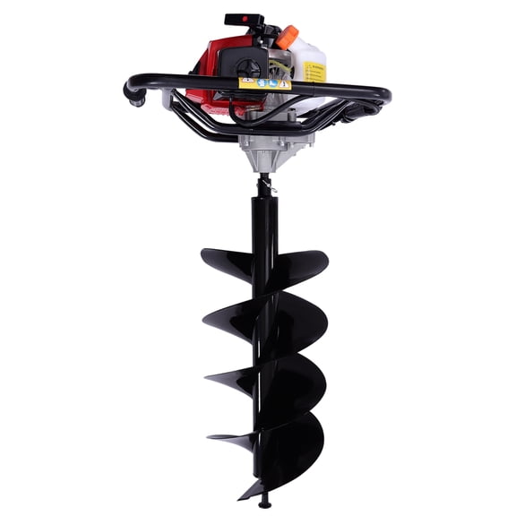 63cc Gas Powered Post Hole Digger, 3HP 2 Stroke Earth Auger with 12 inch Drill Bit, 7500rpm Double Leaf Trencher Digger Machine for Fence Post Hole Digging, Tree Planting, Garden Drilling