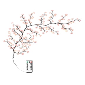 63in Cherry Blossom Vine Light 72 LED Artificial Tree Branch Lamp with Remote Control USB Flexible Ambient Lighting for Bedroom Wall Decor