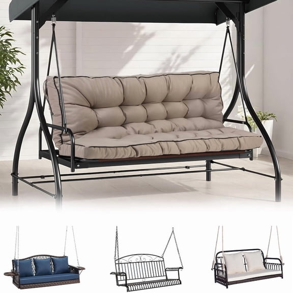 63in Porch Swing Cushion ,Waterproof Patio Glider Cushions, 4in thick, Fade resist 2/3 Seater Replacement Bench Cushions for Outdoor Furniture