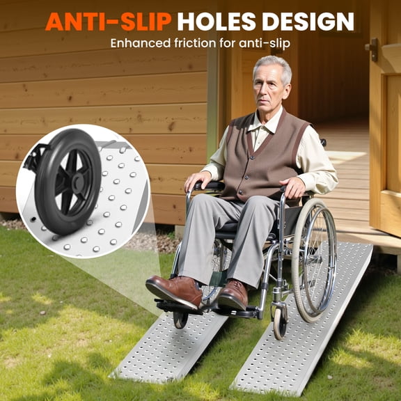 63in Shed Ramp, 2pcs Aluminum Ramps Lightweight Sturdy Anti-Slip Ramps, 880 Lbs Load Capacity for Riding Mower, Motorcycle, ATV