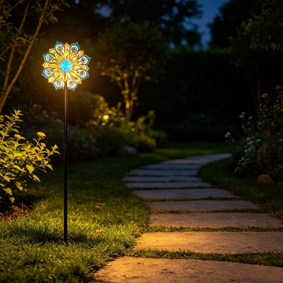 63in Solar Peacock Windmill Garden Stake,Solar Light Outdoor Sculpture and Yard Decoration for Garden Home,Works Well on Patio or Lawn, Kinetic Feather Spinner for Outdoor Decor