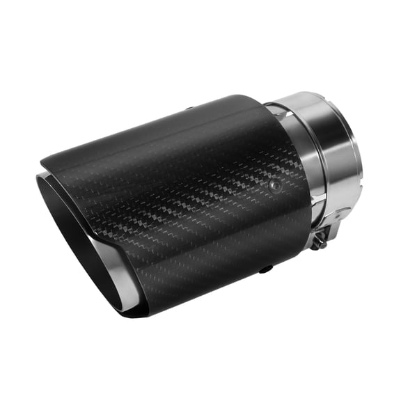 63mm 2.5 Inlet Exhaust Tips Glossy Carbon Fiber and Stainless Steel Car Tail Pipe 3.5" Outlet