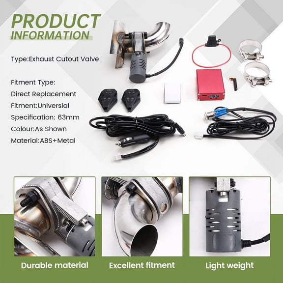 63mm Car Exhaust Sound Valve System Clamp Pipe Connect Remote Controller Switch Button Adjustable Modification Kit