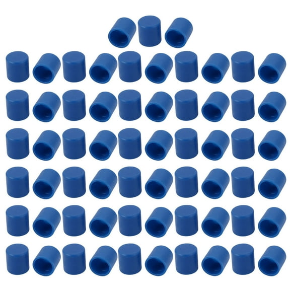 63pcs 8mm Inner Dia PE Plastic End Cap Bolt Thread Protector Tube Cover Blue