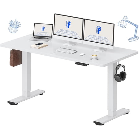 63x24 Inch Electric Height Adjustable Standing Desk for Home & Office, Splice Board Desk for Computer Workstation, Study, or Creative Setup, White