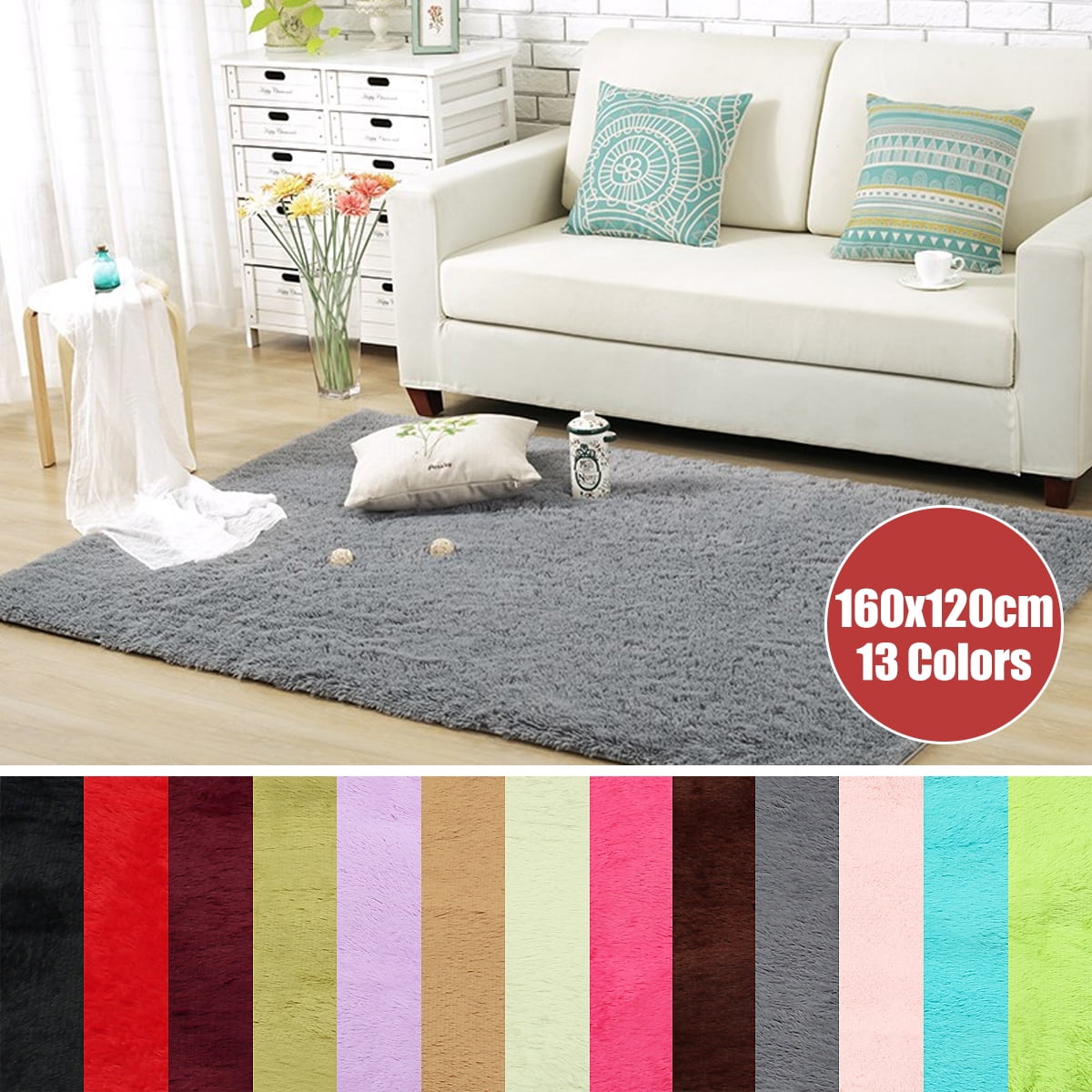8 Colors 3 Sizes Modern Soft Fluffy Floor Rug Anti-skid Shag Shaggy Area Rug  Home Bedroom Dining Room Carpet Child Play Mat Yoga Mat 
